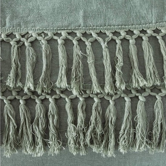 NEW Softta Vintage Tassel Bedding Set Green, Twin, 3 pc Duvet Cover Set, Cotton - Picture 6 of 8